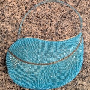 Elegant Blue Beaded Women's Bag